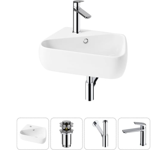 Комплект Wellsee 4 в 1 Lavinia Boho Bathroom Sink накладная/подвесная раковина 44x27 см 20216589R