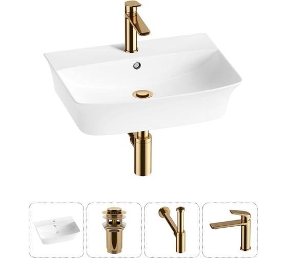 Комплект Wellsee 4 в 1 Lavinia Boho Bathroom Sink накладная/подвесная раковина 55x42 см 20216787R