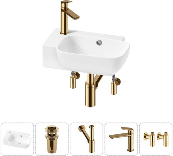 Комплект Wellsee 5 в 1 Lavinia Boho Bathroom Sink накладная/подвесная раковина 40x24 см 20216399R 1