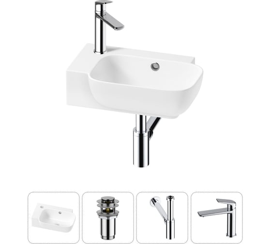 Комплект Wellsee 4 в 1 Lavinia Boho Bathroom Sink накладная/подвесная раковина 40x24 см 20216393R 1