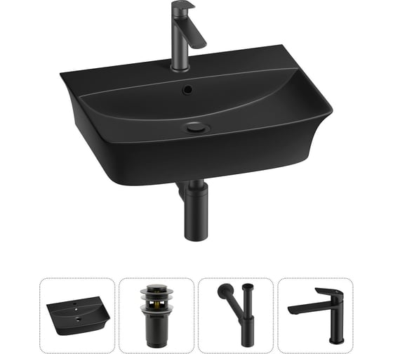Комплект Wellsee 4 в 1 Lavinia Boho Bathroom Sink накладная/подвесная раковина 55x42 см 20216800R