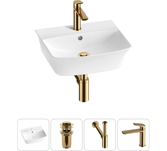 Комплект Wellsee 4 в 1 Lavinia Boho Bathroom Sink накладная/подвесная раковина 45x40 см 20216759R