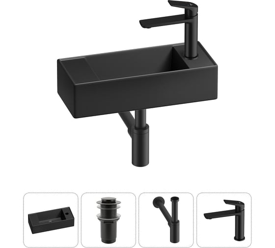 Комплект Wellsee 4 в 1 Lavinia Boho Bathroom Sink накладная/подвесная раковина 43x18 см 20216268R