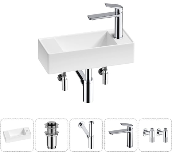 Комплект Wellsee 5 в 1 Lavinia Boho Bathroom Sink накладная/подвесная раковина 43x18 см 20216257R