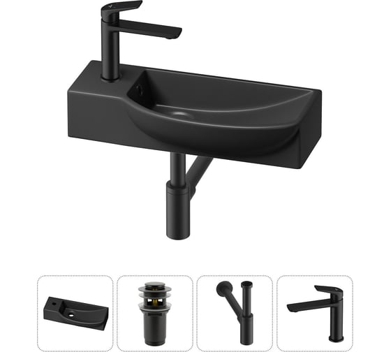 Комплект Wellsee 4 в 1 Lavinia Boho Bathroom Sink накладная/подвесная раковина 50x24 см 20216156R 1