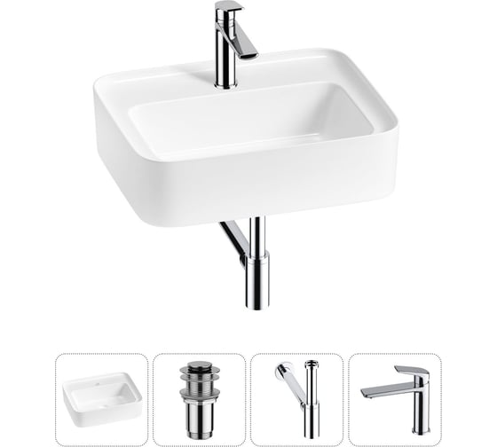 Комплект Wellsee 4 в 1 Lavinia Boho Bathroom Sink накладная/подвесная раковина 50x40 см 20215324R 1