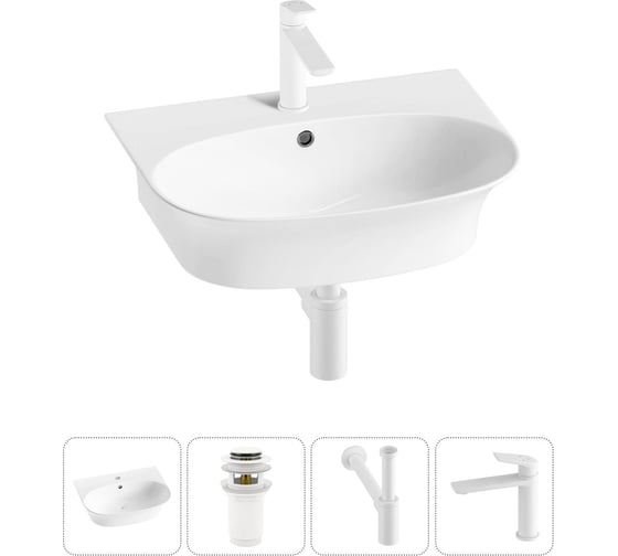 Комплект Wellsee 4 в 1 Lavinia Boho Bathroom Sink накладная/подвесная раковина 55x43 см 20216704R
