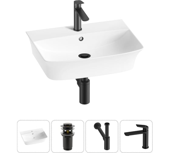 Комплект Wellsee 4 в 1 Lavinia Boho Bathroom Sink накладная/подвесная раковина 55x42 см 20216786R