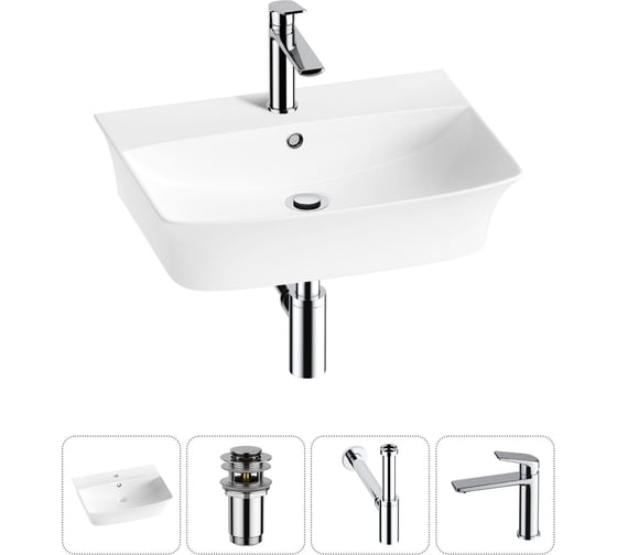 Комплект Wellsee 4 в 1 Lavinia Boho Bathroom Sink накладная/подвесная раковина 55x42 см 20216785R