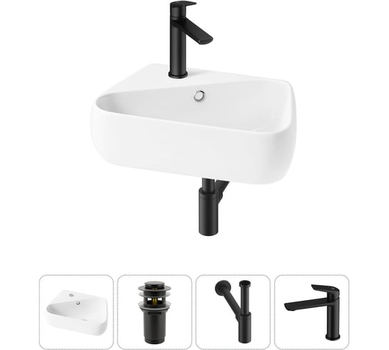 Комплект Wellsee 4 в 1 Lavinia Boho Bathroom Sink накладная/подвесная раковина 44x27 см 20216590R