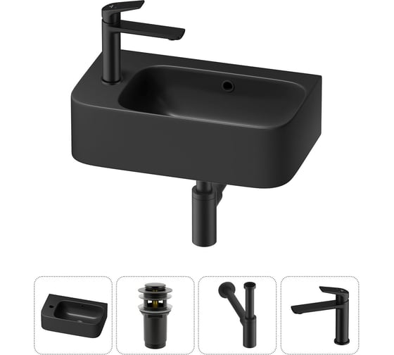 Комплект Wellsee 4 в 1 Lavinia Boho Bathroom Sink накладная/подвесная раковина 45x27 см 20216492R 1