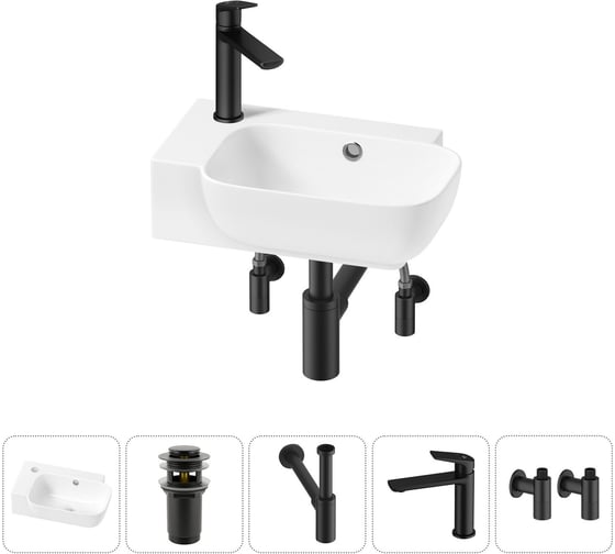 Комплект Wellsee 5 в 1 Lavinia Boho Bathroom Sink накладная/подвесная раковина 40x24 см 20216398R 1