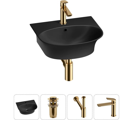 Комплект Wellsee 4 в 1 Lavinia Boho Bathroom Sink накладная/подвесная раковина 46x41 см 20216689R