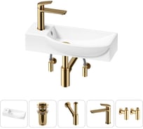 Комплект Wellsee 5 в 1 Lavinia Boho Bathroom Sink накладная/подвесная раковина 50x24 см 20216147R