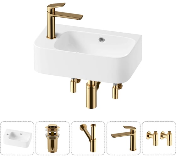 Комплект Wellsee 5 в 1 Lavinia Boho Bathroom Sink накладная/подвесная раковина 45x27 см 20216483R 1