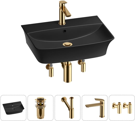 Комплект Wellsee 5 в 1 Lavinia Boho Bathroom Sink накладная/подвесная раковина 55x42 см 20216804R