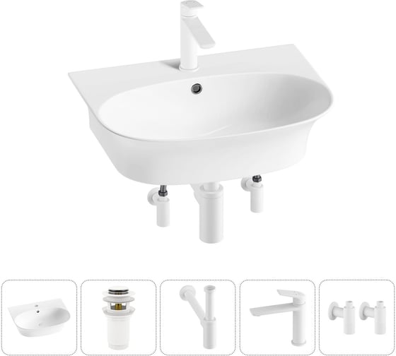 Комплект Wellsee 5 в 1 Lavinia Boho Bathroom Sink накладная/подвесная раковина 55x43 см 20216708R