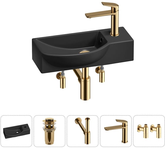 Комплект Wellsee 5 в 1 Lavinia Boho Bathroom Sink накладная/подвесная раковина 45x24 см 20216132R