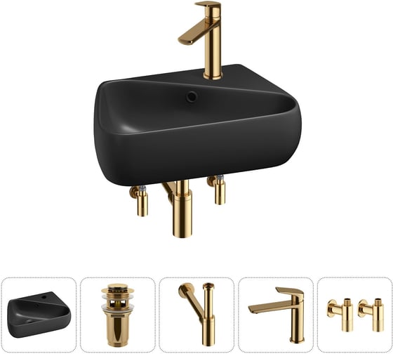 Комплект Wellsee 5 в 1 Lavinia Boho Bathroom Sink накладная/подвесная раковина 44x27 см 20216636R