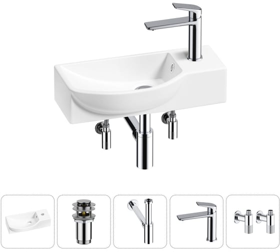 Комплект Wellsee 5 в 1 Lavinia Boho Bathroom Sink накладная/подвесная раковина 45x24 см 20216117R