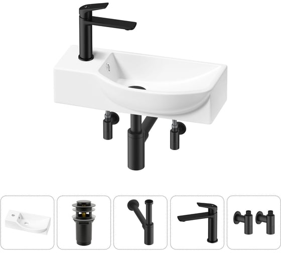 Комплект Wellsee 5 в 1 Lavinia Boho Bathroom Sink накладная/подвесная раковина 45x24 см 20216090R