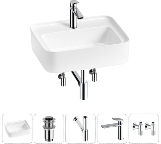 Комплект Wellsee 5 в 1 Lavinia Boho Bathroom Sink накладная/подвесная раковина 50x40 см 20215328R