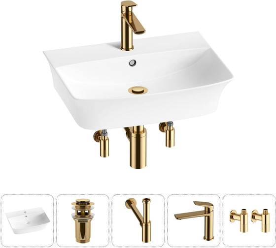 Комплект Wellsee 5 в 1 Lavinia Boho Bathroom Sink накладная/подвесная раковина 55x42 см 20216791R 1