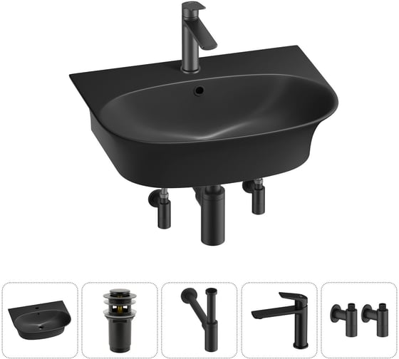 Комплект Wellsee 5 в 1 Lavinia Boho Bathroom Sink накладная/подвесная раковина 55x43 см 20216719R 1