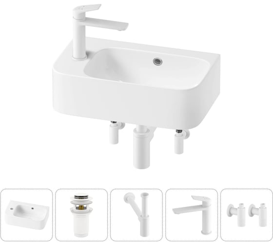 Комплект Wellsee 5 в 1 Lavinia Boho Bathroom Sink накладная/подвесная раковина 45x27 см 20216484R 1