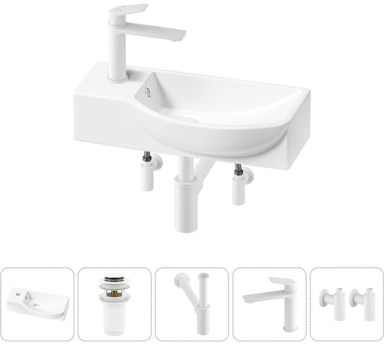 Комплект Wellsee 5 в 1 Lavinia Boho Bathroom Sink накладная/подвесная раковина 45x24 см 20216092R 1