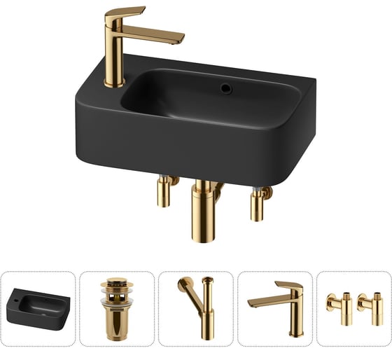 Комплект Wellsee 5 в 1 Lavinia Boho Bathroom Sink накладная/подвесная раковина 45x27 см 20216496R 1
