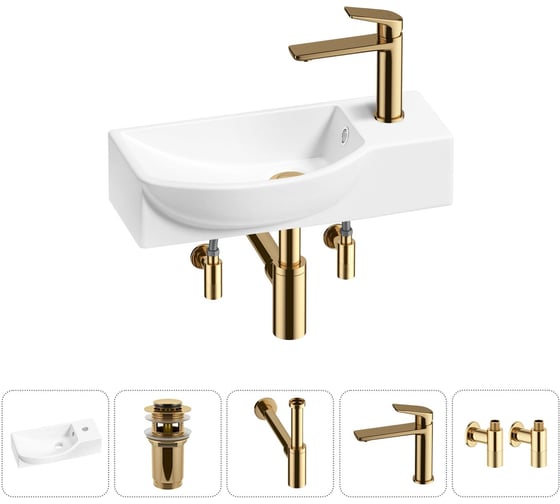 Комплект Wellsee 5 в 1 Lavinia Boho Bathroom Sink накладная/подвесная раковина 45x24 см 20216119R 1