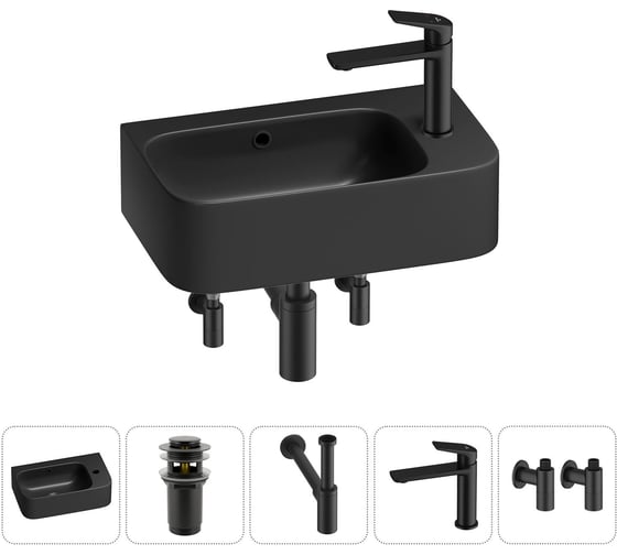 Комплект Wellsee 5 в 1 Lavinia Boho Bathroom Sink накладная/подвесная раковина 45x27 см 20216523R 1