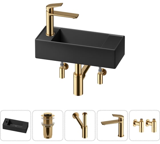 Комплект Wellsee 5 в 1 Lavinia Boho Bathroom Sink накладная/подвесная раковина 43x18 см 20216300R