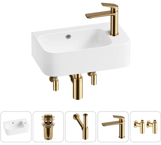 Комплект Wellsee 5 в 1 Lavinia Boho Bathroom Sink накладная/подвесная раковина 45x27 см 20216511R 1