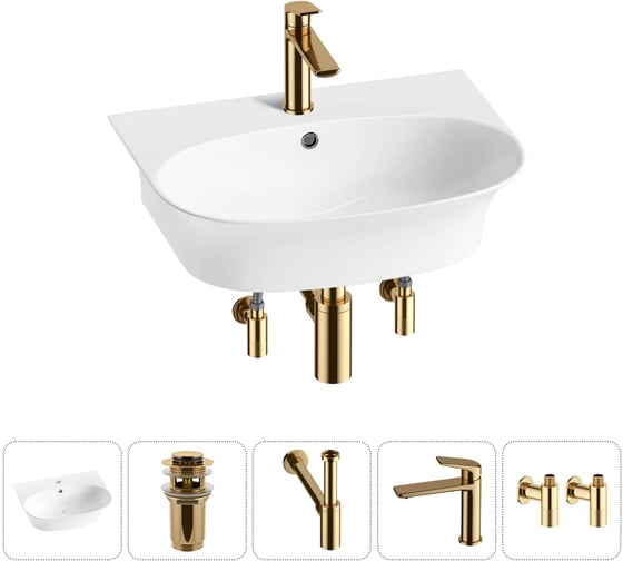 Комплект Wellsee 5 в 1 Lavinia Boho Bathroom Sink накладная/подвесная раковина 55x43 см 20216707R