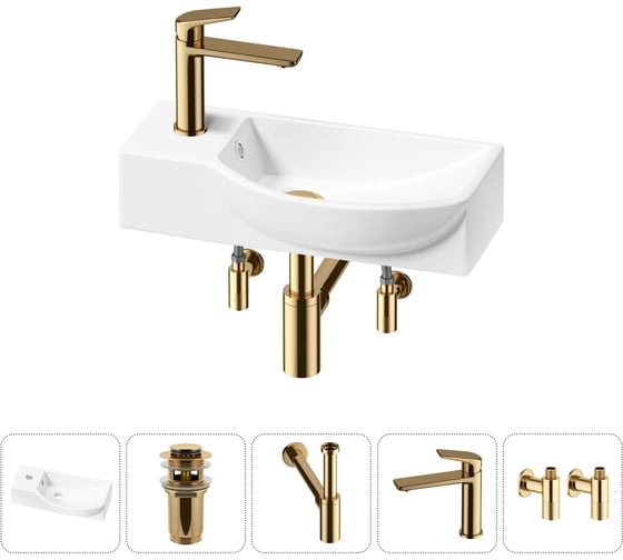 Комплект Wellsee 5 в 1 Lavinia Boho Bathroom Sink накладная/подвесная раковина 45x24 см 20216091R 1