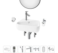 Комплект Wellsee 7 в 1 Lavinia Boho Bathroom Sink накладная/подвесная раковина 44x27 см 20219881R