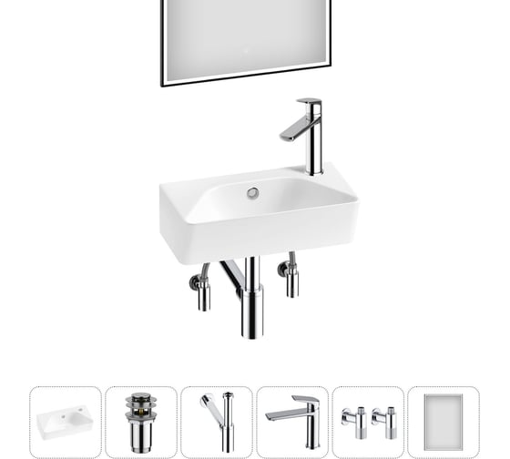 Комплект Wellsee 6 в 1 Lavinia Boho Bathroom Sink накладная/подвесная раковина 40x22 см 20219793R
