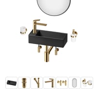 Комплект Wellsee 7 в 1 Lavinia Boho Bathroom Sink накладная/подвесная раковина 43x18 см 20219736R