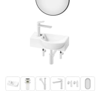 Комплект Wellsee 6 в 1 Lavinia Boho Bathroom Sink накладная/подвесная раковина 40x23 см 20219600R