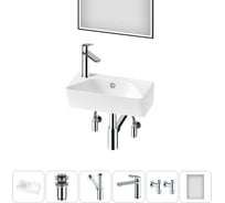 Комплект Wellsee 6 в 1 Lavinia Boho Bathroom Sink накладная/подвесная раковина 40x22 см 20219807R