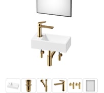 Комплект Wellsee 6 в 1 Lavinia Boho Bathroom Sink накладная/подвесная раковина 40x20 см 20219585R
