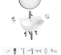 Комплект Wellsee 7 в 1 Lavinia Boho Bathroom Sink накладная/подвесная раковина 46x41 см 20219923R