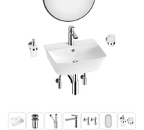 Комплект Wellsee 7 в 1 Lavinia Boho Bathroom Sink накладная/подвесная раковина 45x40 см 20219965R