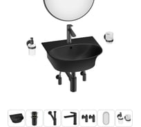 Комплект Wellsee 7 в 1 Lavinia Boho Bathroom Sink накладная/подвесная раковина 46x41 см 20219931R