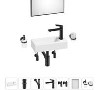 Комплект Wellsee 7 в 1 Lavinia Boho Bathroom Sink накладная/подвесная раковина 37x18 см 20219518R