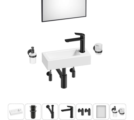 Комплект Wellsee 7 в 1 Lavinia Boho Bathroom Sink накладная/подвесная раковина 37x18 см 20219518R 1
