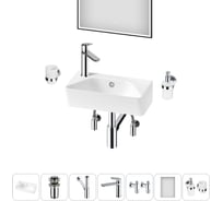 Комплект Wellsee 7 в 1 Lavinia Boho Bathroom Sink накладная/подвесная раковина 40x22 см 20219811R
