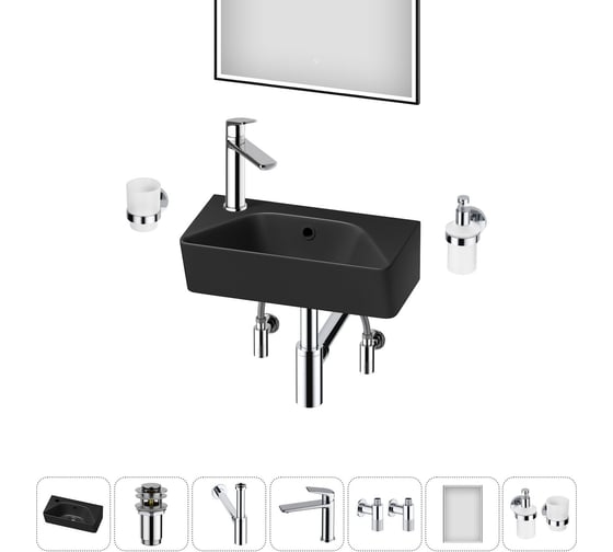 Комплект Wellsee 7 в 1 Lavinia Boho Bathroom Sink накладная/подвесная раковина 40x22 см 20219818R